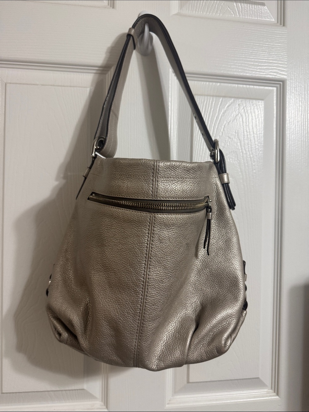 Coach Metallic Taupe Pebbled Leather Hobo